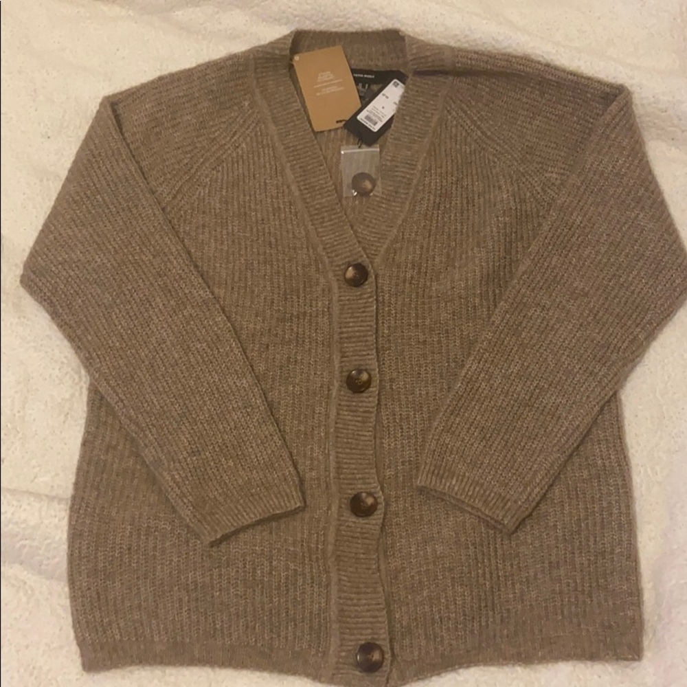 Vero Moda Taupe Button-Up Ribbed Cardigan